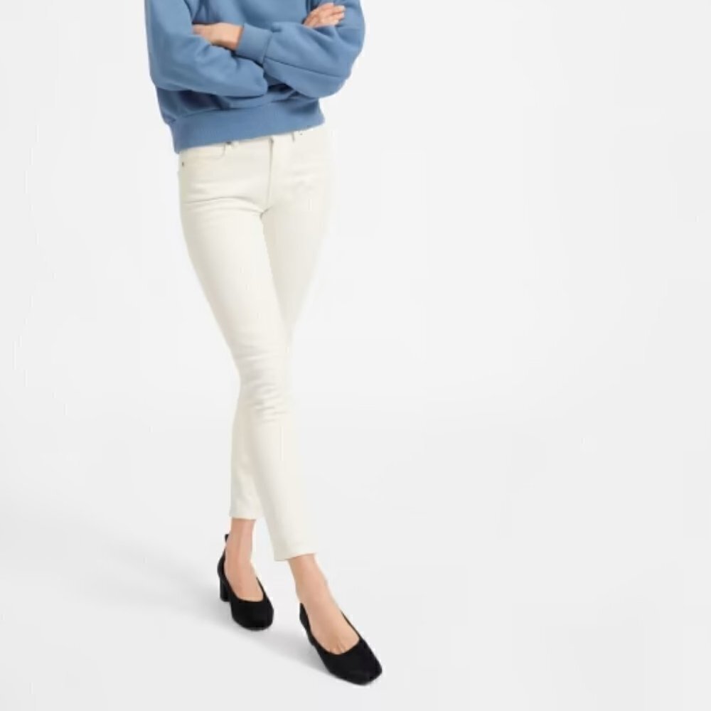 Everlane Mid-Rise Cropped Ankle Skinny Jeans Bone Size 26